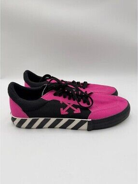 Men's Off-White Vulcanized Low Canvas Sneakers Pink/Black Size 46